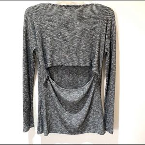 Rag and bone open back JONES v neck grey LS top